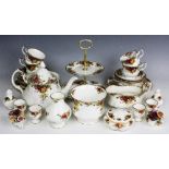 A Royal Albert Old Country Roses tea service comprising; a teapot and cover,