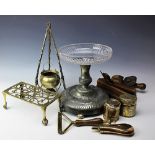 A collection of metal wares,