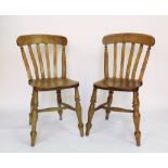 Five beech and ash country kitchen chairs, with solid seats,
