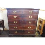 A 19th century mahogany chest, with two short and four long drawers, on bracket feet,