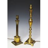 An early 20th century brass standard lamp,