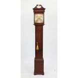 A modern mahogany grandmother clock, with 8 day movement striking on a bell,
