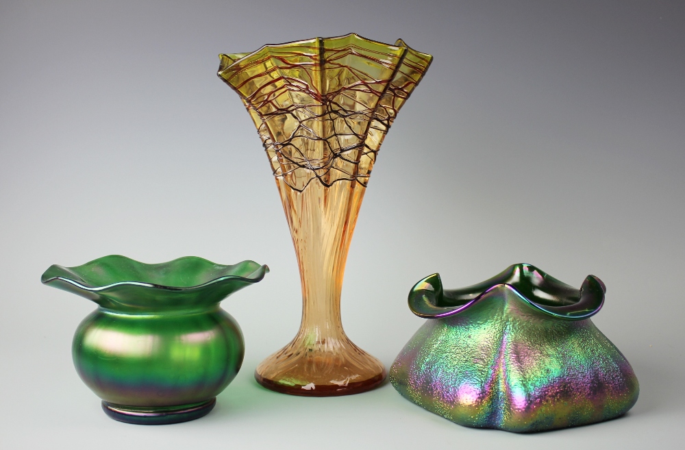 Three pieces of Art glass,