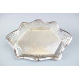 A George V silver pierced dish, Sheffield 1933, of rectangular hexagonal form,