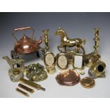 A collection of Victorian and later copper and brass items,