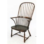 A beech and ash chair, with hoop spindle back and solid seat on turned legs, 107cm H,