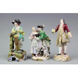 A Meissen porcelain figure group of lovers and a dog;