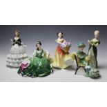 Four Royal Doulton Figures, Elyse HN2474, Lesley HN2410, Ascot HN2356, Veneta HN2722,