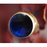 A Danish gold and blue enamelled signet ring,