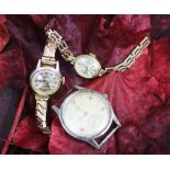 A ladys 9ct gold Perona wristwatch, within decorative oval case and attached 9ct gold bracelet,