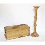A Victorian pine blanket box, on plinth base, 33cm H x 82cm W x 36cm D,