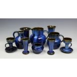 A selection of Bourne Denby Danesby ware Electric Blued drip glazed items comprising;