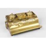 A Victorian brass ink stand / perpetual calendar by Adolph Frankau & Co,