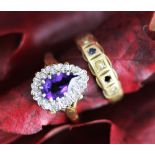 An amethyst and diamond set cluster ring,