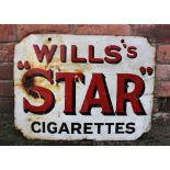 A vintage vitreous enamel reversible Wills's advertising sign,