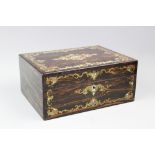 A Victorian inlaid Coromandel wood work box,