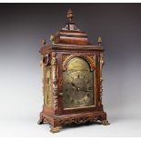 A George III and later walnut twin fusee eight day bracket clock,