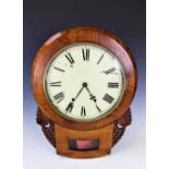 A Victorian walnut drop dial wall clock, with 28.