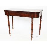 A Regency mahogany and rosewood cross banded tea table, with drawer,