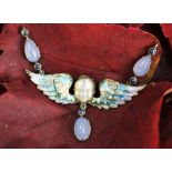 An unusual Art Nouveau / Arts and Crafts carved moonstone,