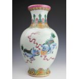 A Chinese famille rose vase, Daoguang seal mark,