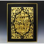 A set of three modern Chinese carved and gilt wood wall panels,
