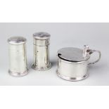 A George V matched three piece silver condiment set, Barnard & Sons Ltd, London 1931,