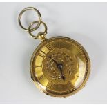 A lady's 18ct yellow gold open face fob watch, London 1873,