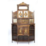 A late Victorian inlaid rosewood display cabinet,