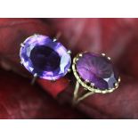 An amethyst ring set in 9ct yellow gold,