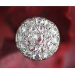 A rose cut diamond set cluster ring,