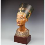 A decorative composite bust of Egyptian Queen Nefertiti,