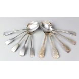 Five Victorian Fiddle, Thread and Shell pattern silver dessert spoons, London 1840,