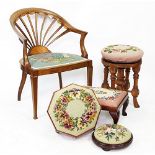 A late Victorian walnut piano stool,