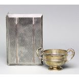 An Art Deco silver cigarette case, Samuel Suckling Ltd, London 1947, engine turned throughout,