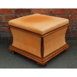 A Victorian mahogany Ottoman stool, of waited form, with fitted brass castors,