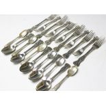 A selection of Queens pattern silver cutlery, to include; eight table forks London 1830 and 1836,