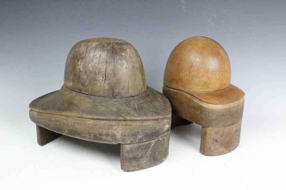 An unusual 19th century riding hat last / mould and a similar pith helmet last / mould,