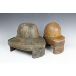 An unusual 19th century riding hat last / mould and a similar pith helmet last / mould,