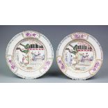 A pair of 18th century style Chinese Canton plates,