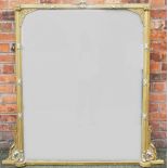 A Victorian gilt wood and gesso over mantle mirror,