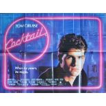 An original Cocktail film poster, quad, starring Tom Cruise, copyright 1988 Touchstone Pictures,