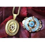 A Victorian yellow metal locket and attached 9ct gold chain,