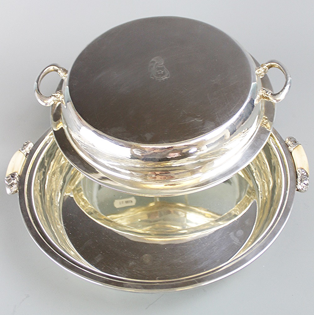 Military interest; A George V silver circular tureen and cover, Charles Boyton, London 1935, - Image 2 of 3