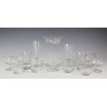 A collection of eighteen Edwardian and later glass custard cups, with two ale flutes,