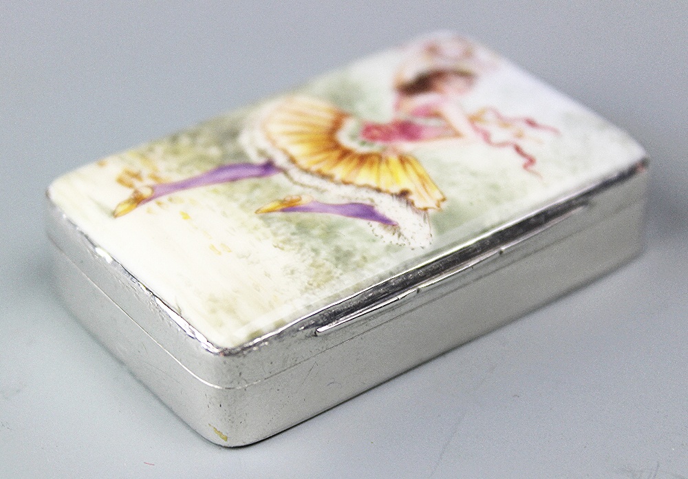 A silver enamelled snuff box, Alfred Fuller London 1887, retailed by Ortner and Houle, - Image 2 of 3