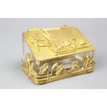 An Art Nouveau gilt metal mounted glass trinket casket, French circa 1890,