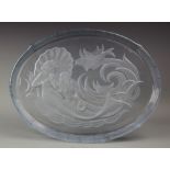 A Walther & Sohne Mermaid pattern glass dressing table tray, unmarked,