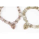Two 9ct yellow gold gate bracelets with padlock clasps, gross weight 19.
