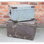 An early 20th century ammunition trunk, with painted exterior with stamped white lettering,